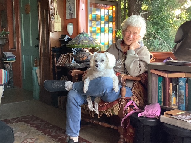 Winholtz and her dog Crystal posing for a photo. Source: Betty Winholtz                                             