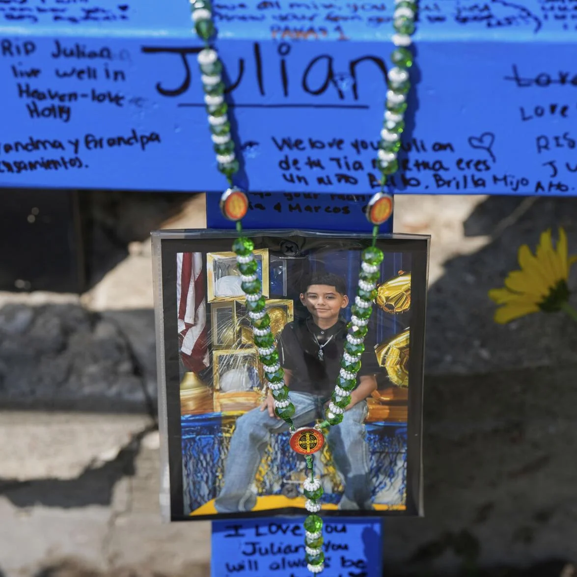 Julián Guzman’s makeshift memorial.