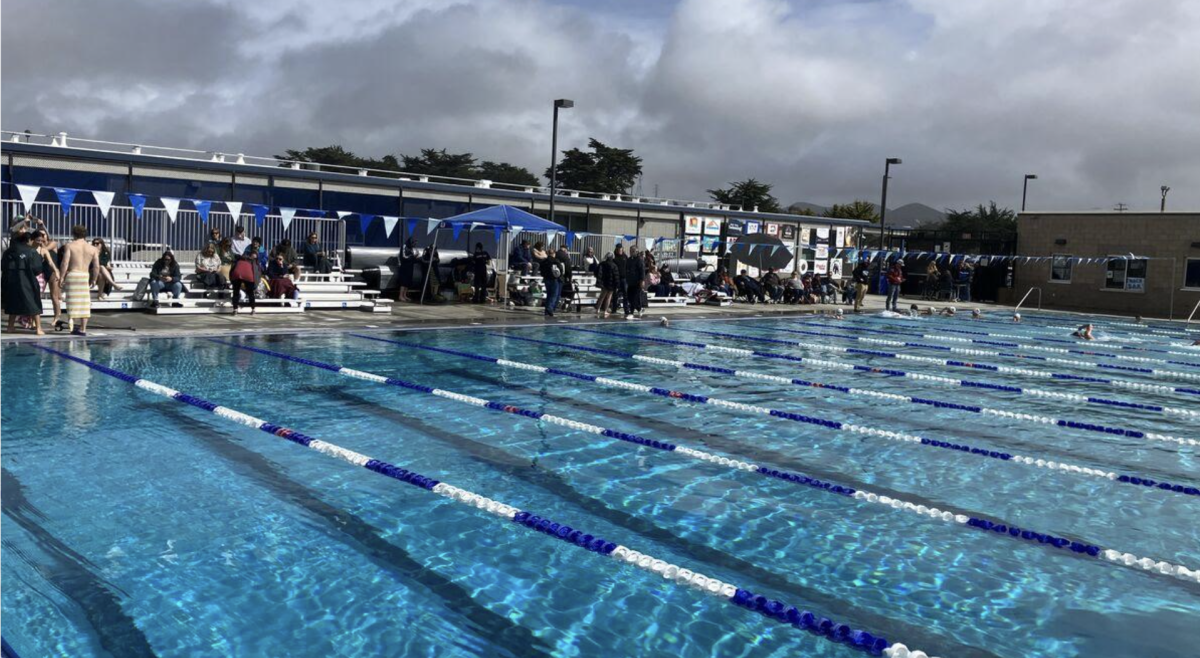 Swim teams warming up for a meet (Photo Credit: MBHS Friday Update)