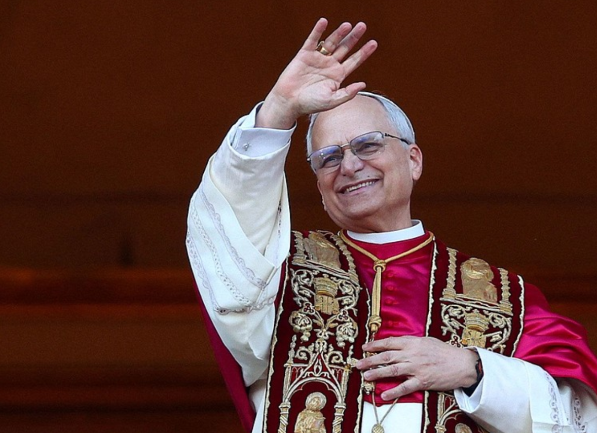 Pope Leo XIV on the ceremonial balcony after his conclave.
(Credit: Houston Style Magazine)




