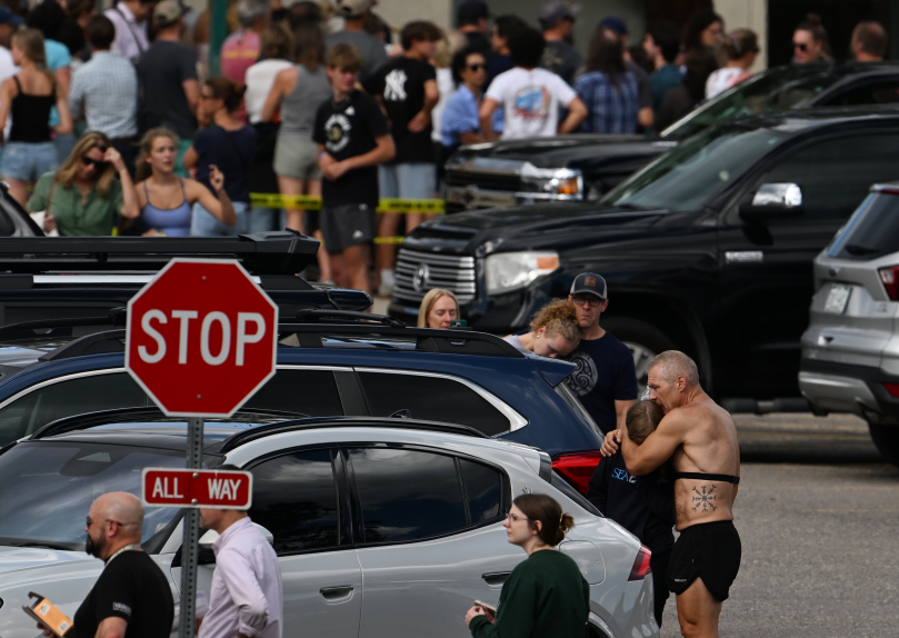 Students reuniting with family post-shooting at Evergreen High School.