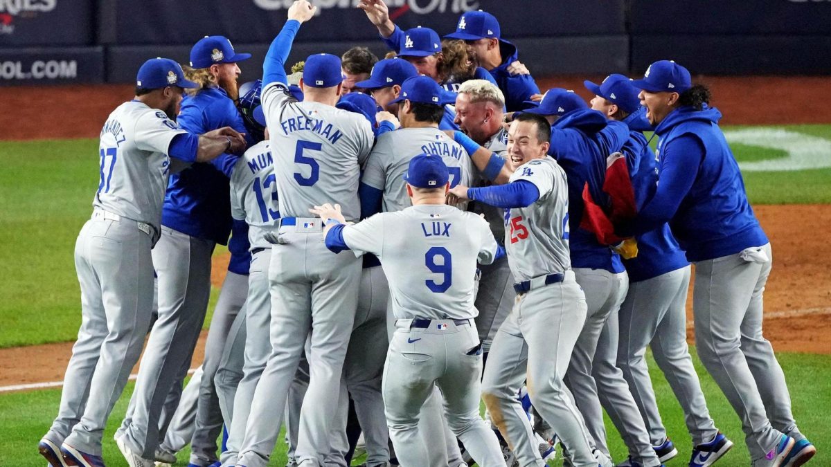 The Dodgers after winning the World Series.
