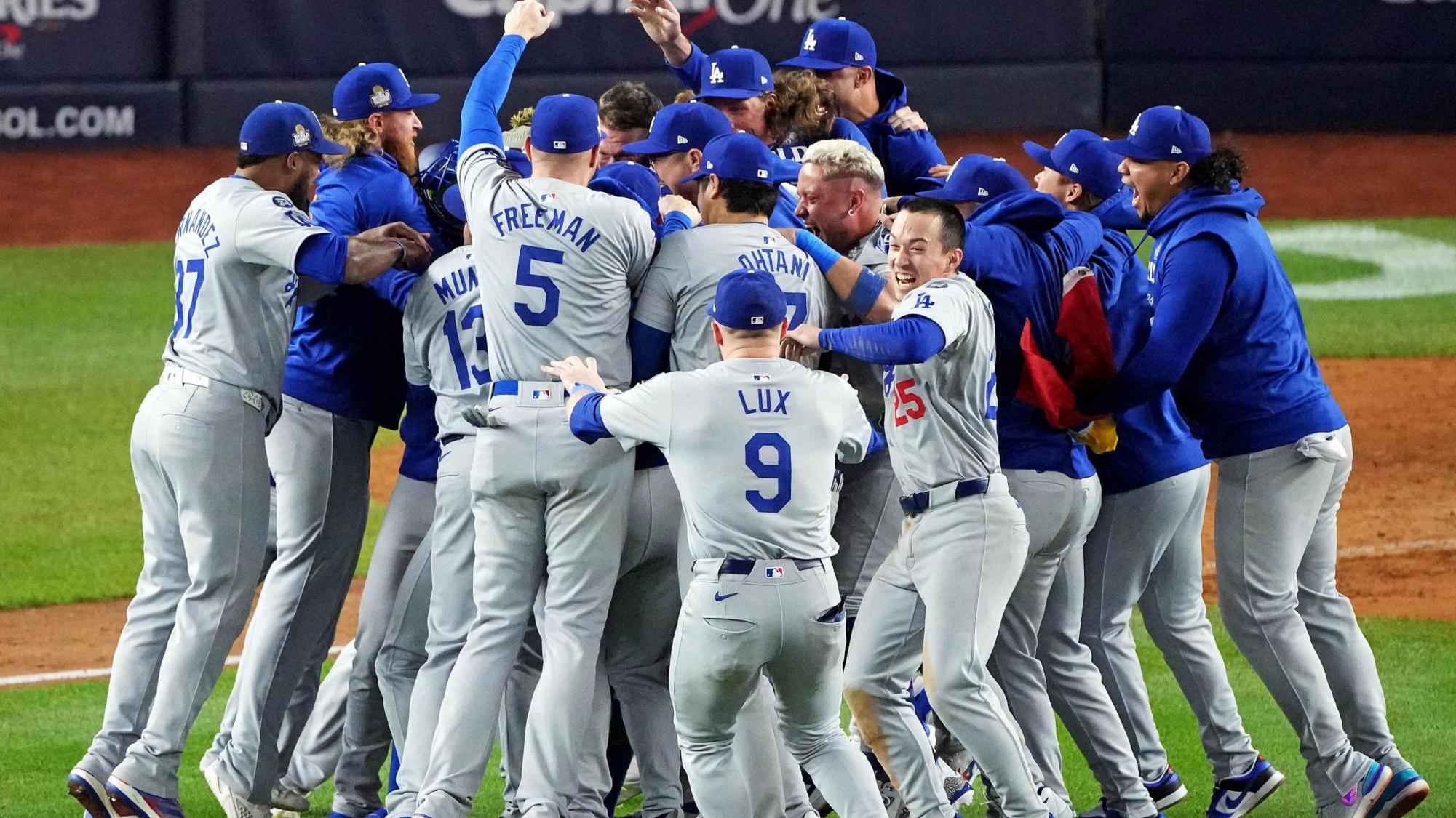 The Dodgers after winning the World Series.
