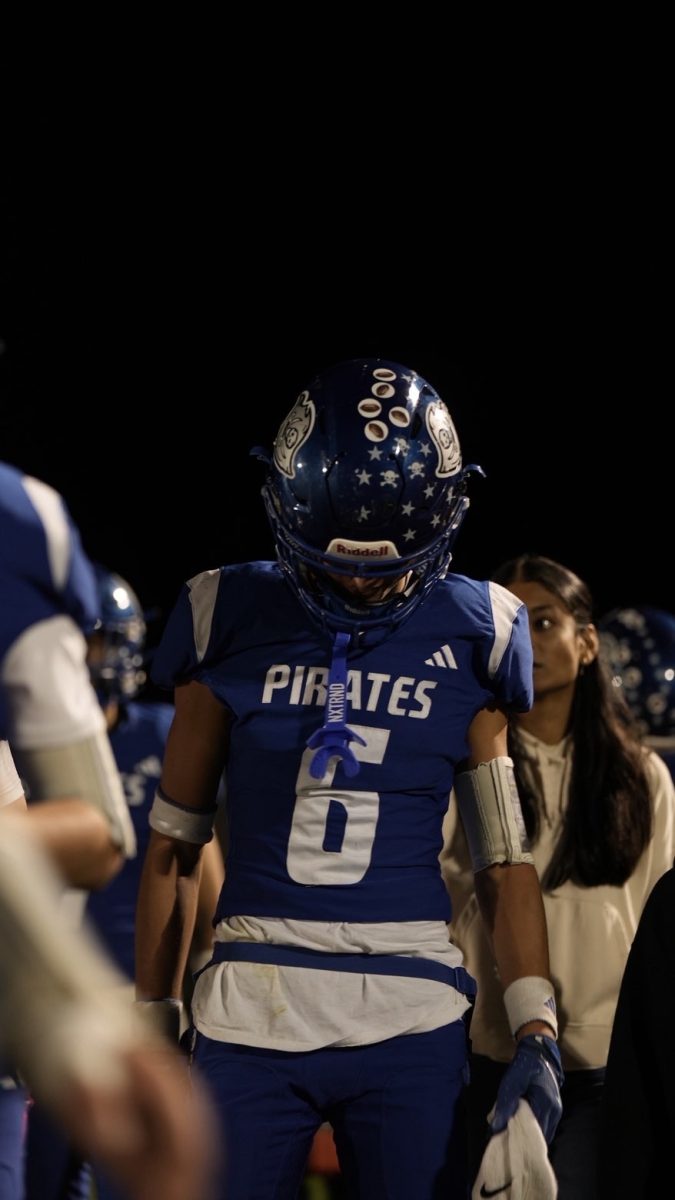  Tony Campanario walks out after halftime, focused on the next two quarters.
