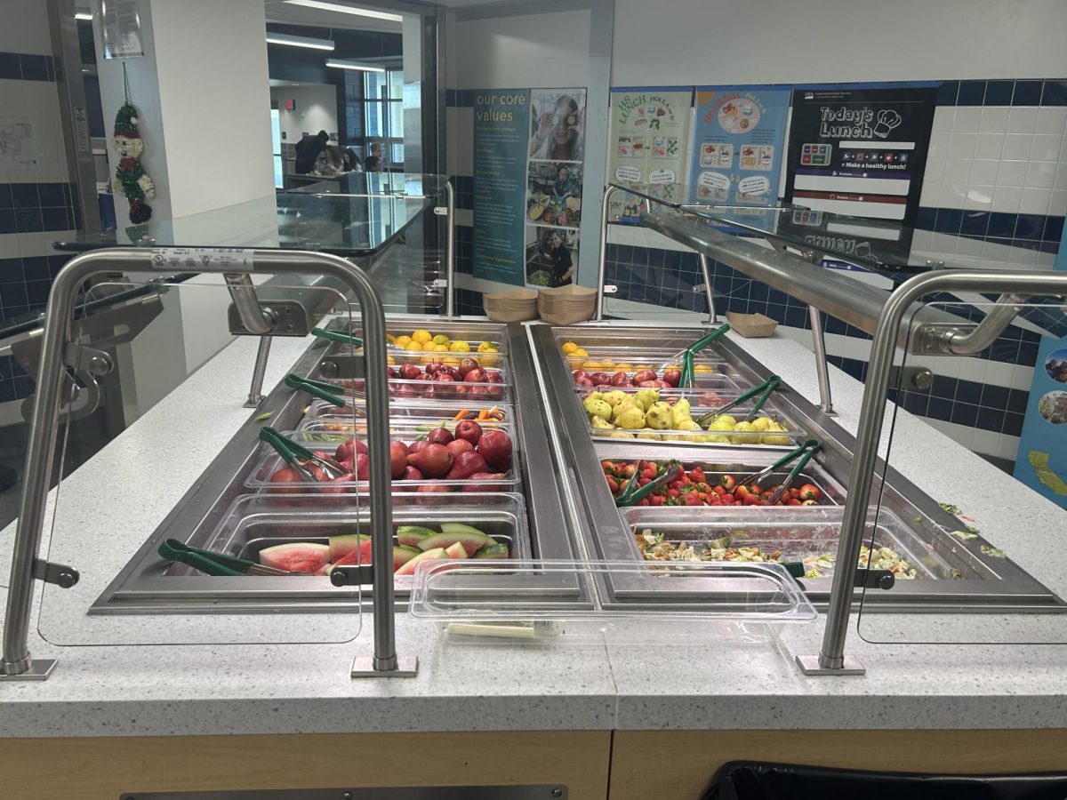 Picture fresh salads and fruits served at the cafeteria. (Credit: Abbie Leitner-Woolf)
