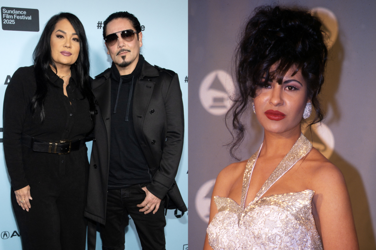 Suzette Quintanilla and Chris Perez to the left and Selena to the right. (Source: Rolling Stone)