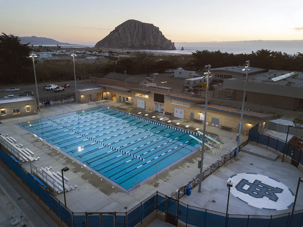MBHS pool overlooking parking lot.