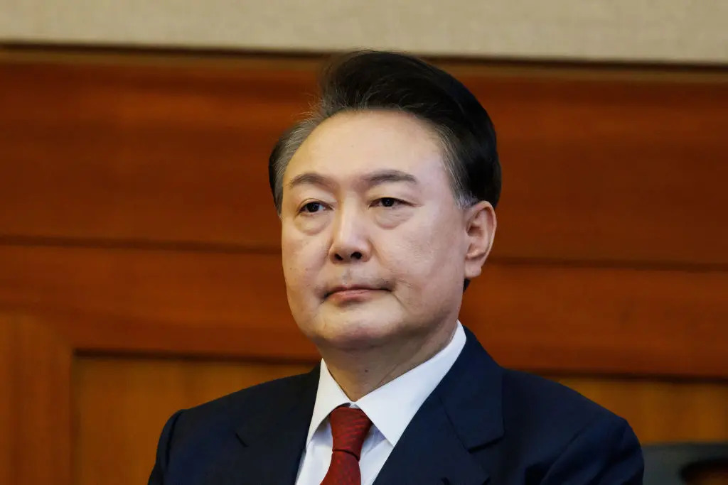 South Korean former president Yoon Suk-yeol attends a hearing for his impeachment trial at the Constitutional Court in Seoul on Feb. 13, 2025.
