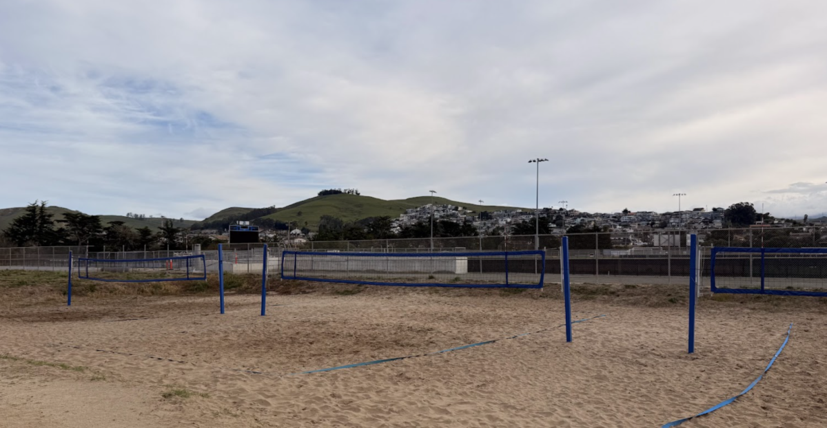 The volleyball courts at Morro Bay High School, where the tryouts happened. (Photo credit: Julie Hartz)