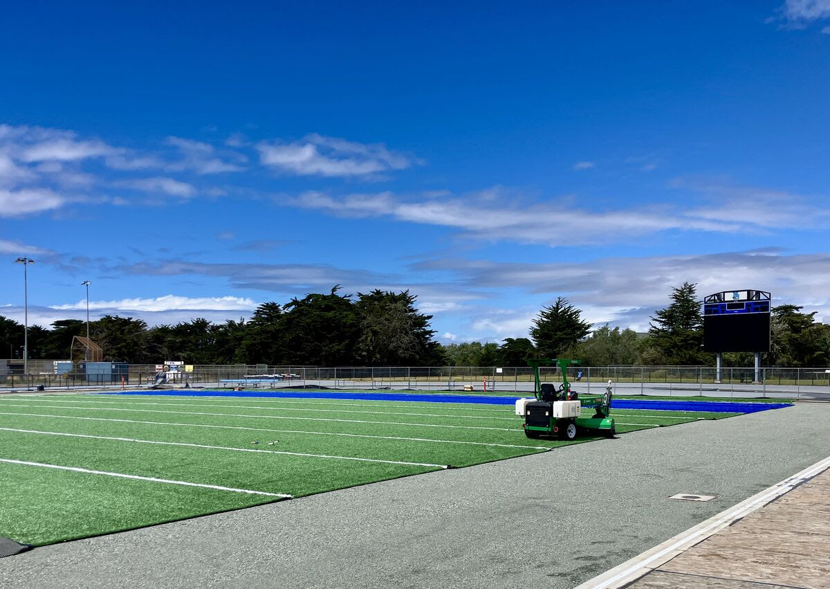 The football field at MBHS is now installed. 