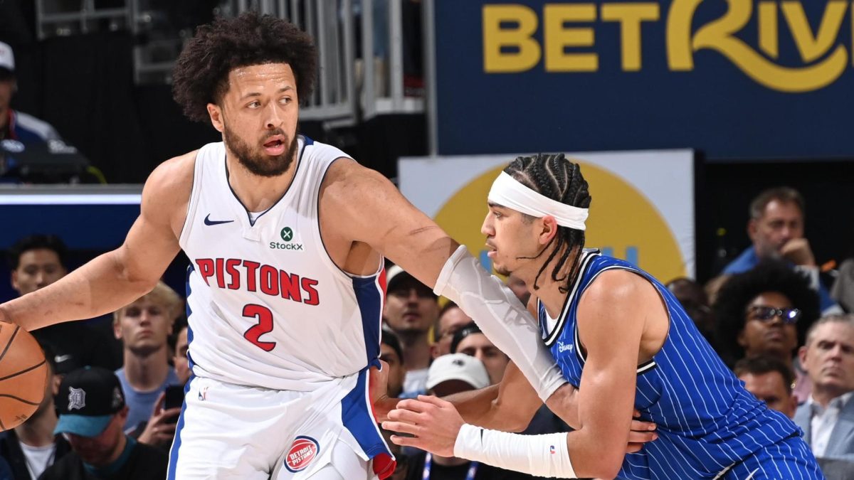 Cade Cunningham dribbles outside of the three point line (Source: ESPN)