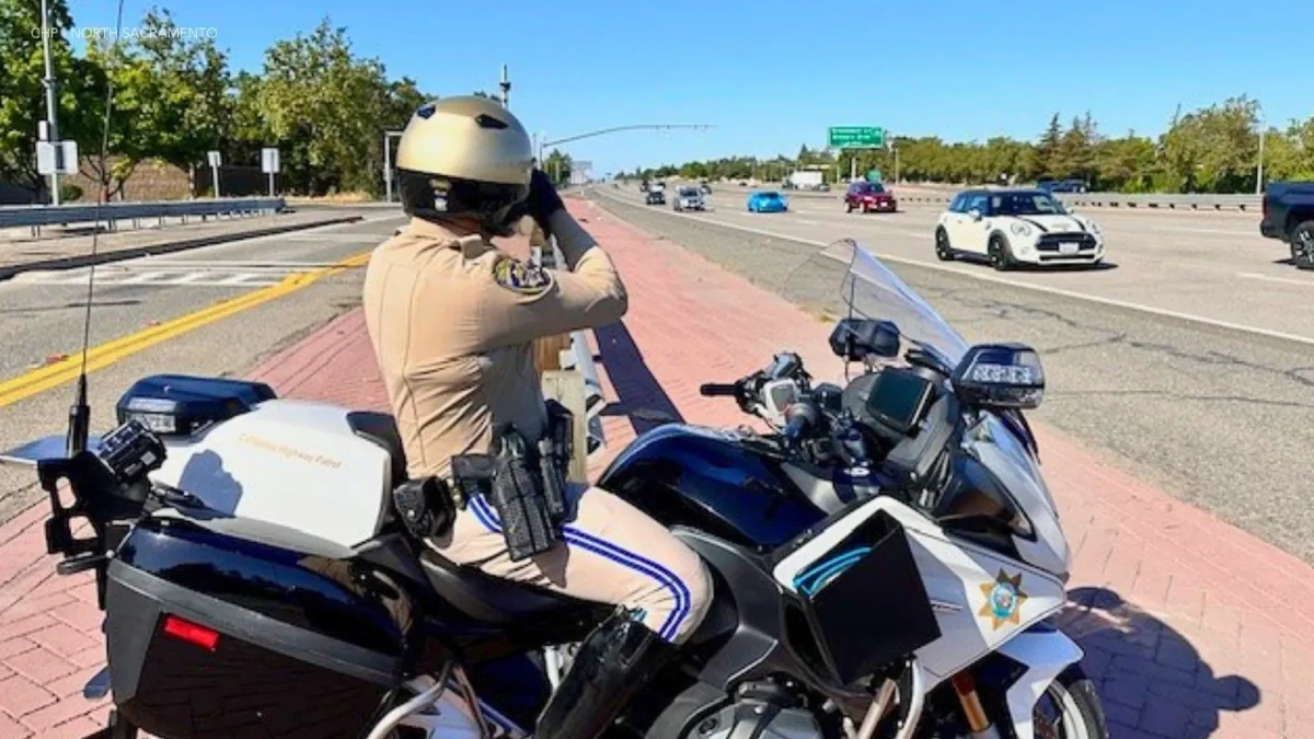 CHP officer monitoring for speeding vehicles (Source: KTLA)
