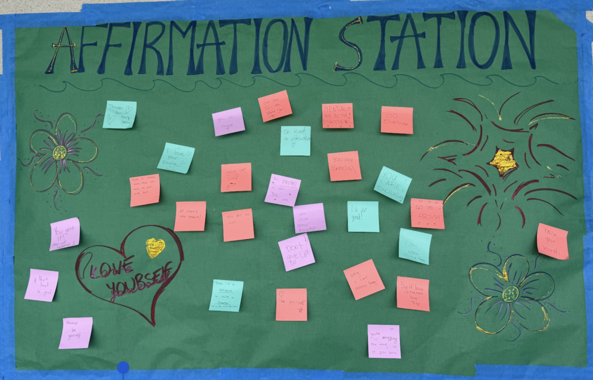 The affirmation Station Poster in the Quad (Photo Credit: Melissa Kraatz)
