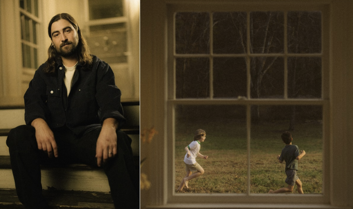 Noah Kahan on the left and his album cover on the right. (Source: Rock Cellar Magazine)
